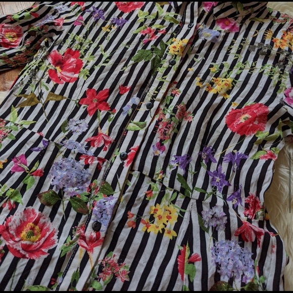 Zara women's maxi shirt dress striped floral - Picture 9 of 16